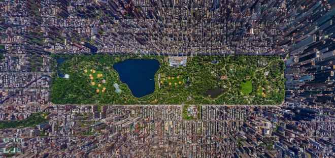 High-res aerial view of Central Park in Manhattan